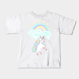 Beautiful Unicorn, Rainbow, and Stars Kids T-Shirt